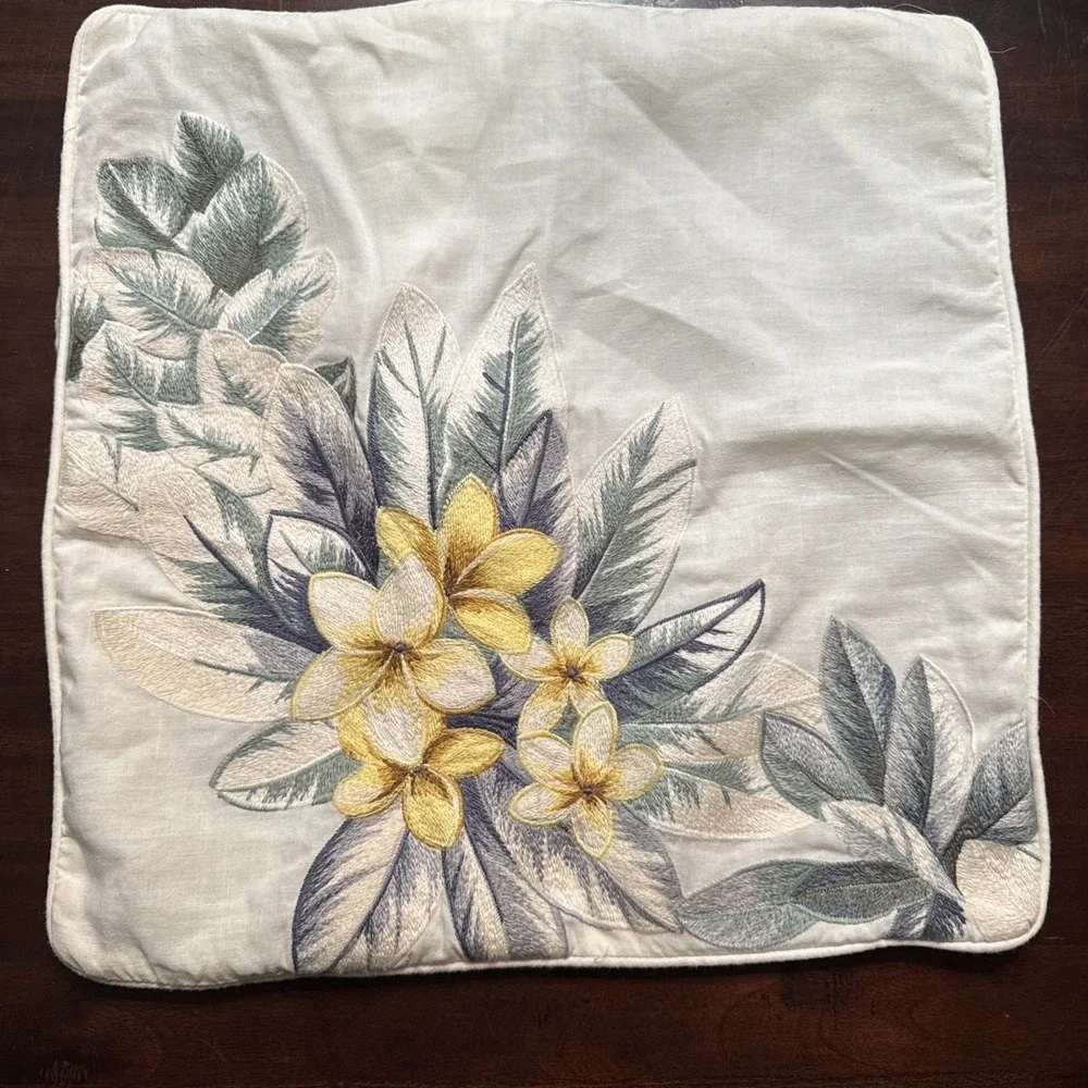 Tommy Bahama Embroidered Pillow Cover Accent Throw 15